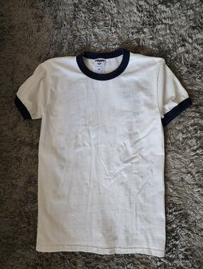 White Ringer Tee with Navy Trim - Men
